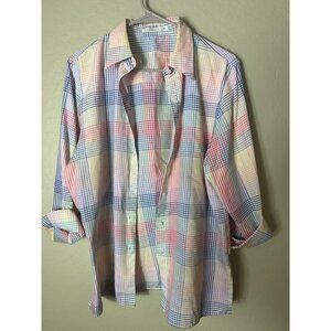 Foxcroft Pastel Colorful Button Down Long Sleeve Shirt Top Size 10